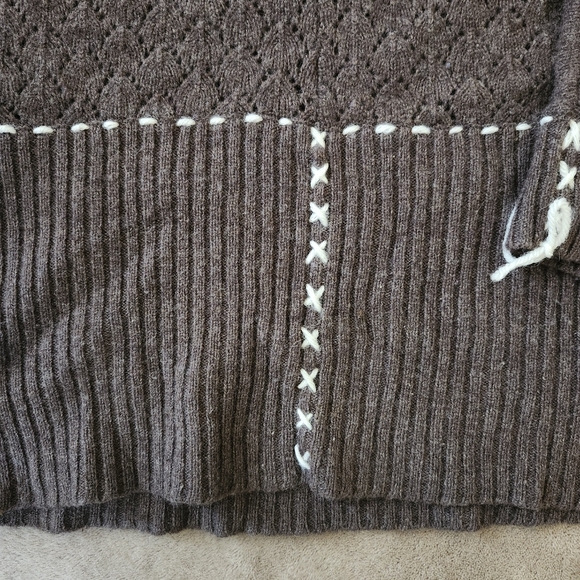 Marina Luna WOOL rabbit Hair Women's Knit Intarsia TURTLENECK Sweater Sz M brown - Picture 6 of 12